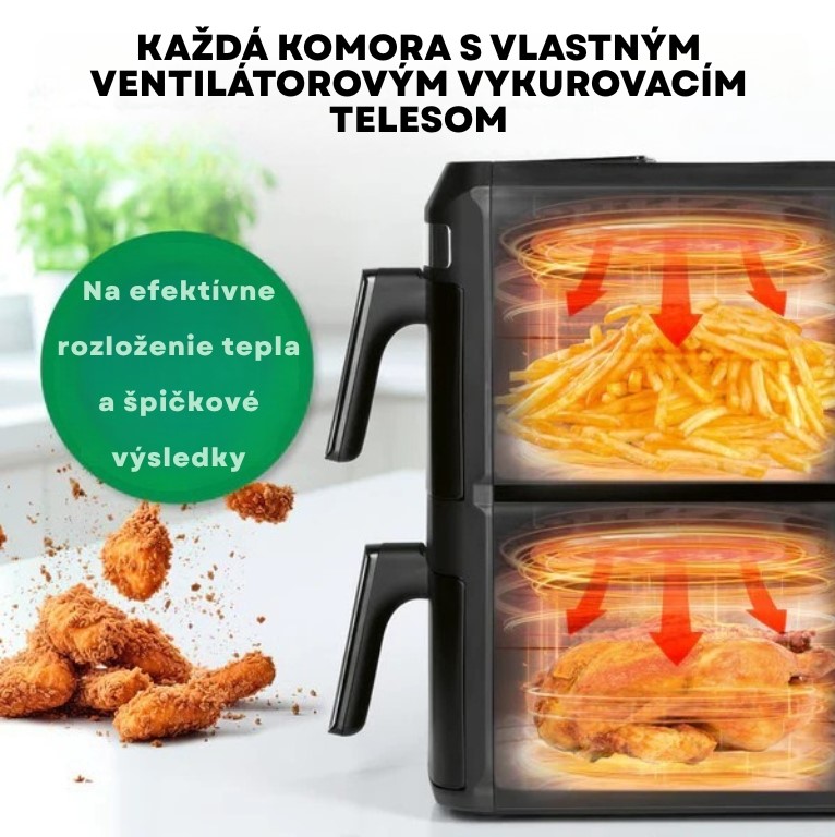 GourmetMaxx Vertikálna teplovzdušná fritéza s dvojitou komorou FryUp XL 16818 (5)